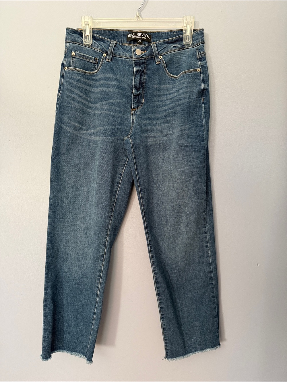 Blue Revival Quinn Mid-Rise Recycled Straight Ankle Jeans Sz 29